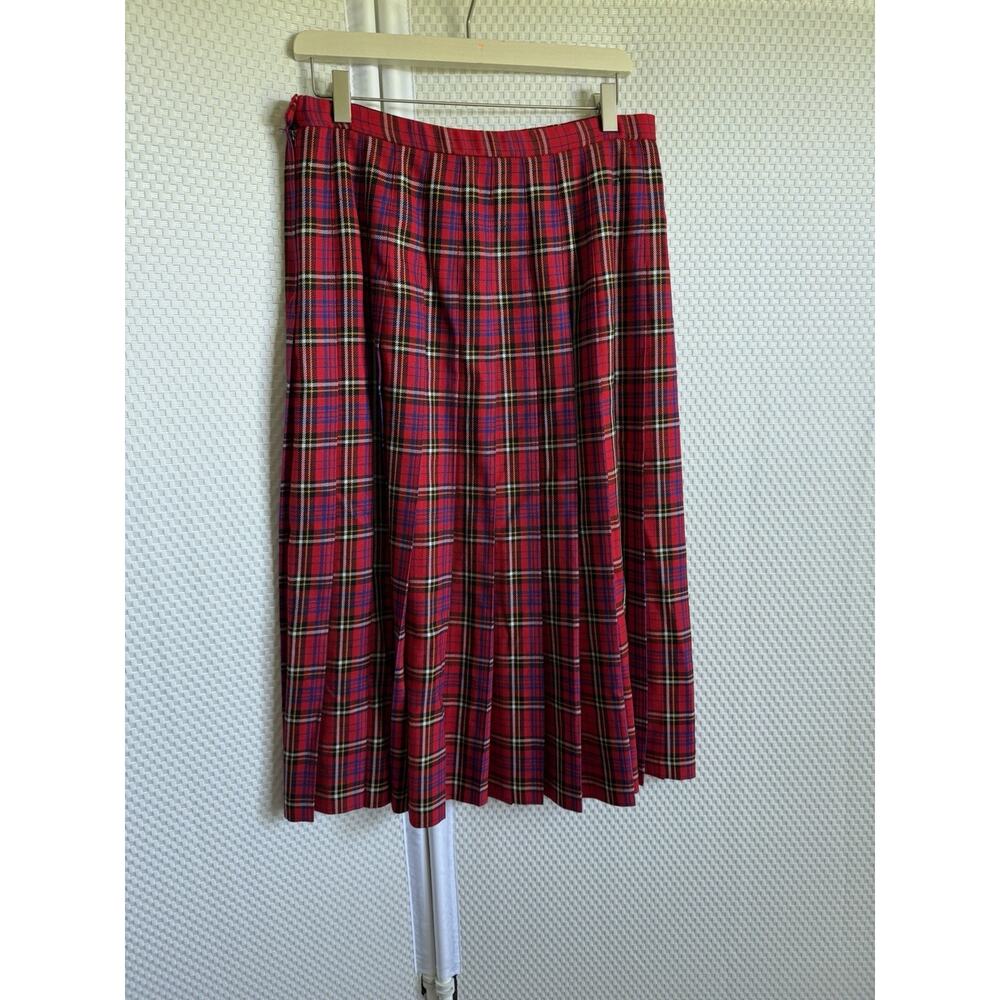 Pendleton Classic Skirt 14 Red Tartan Plaid Pleated Midi Virgin Wool USA - Picture 7 of 9